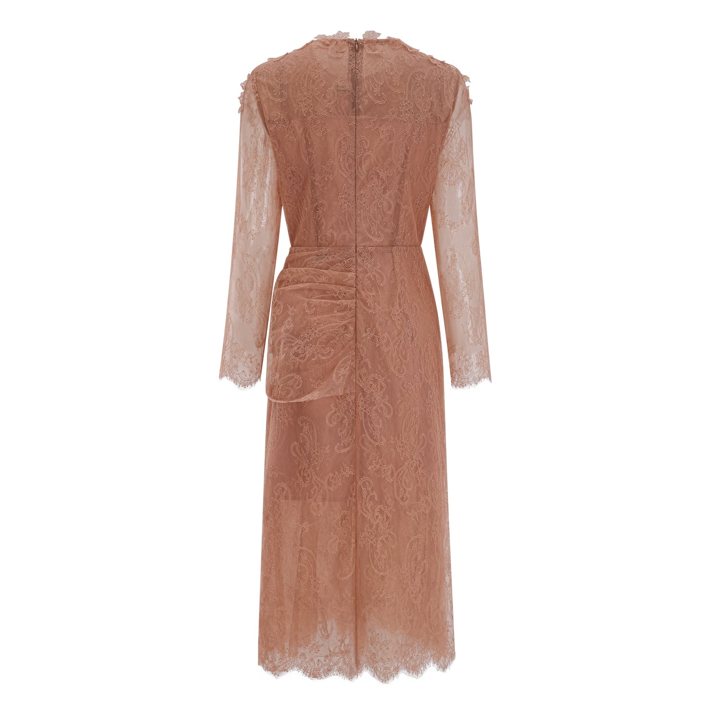 Hadley Caramel Twisted Floral Lace Midi Dress