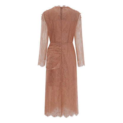 Hadley Caramel Twisted Floral Lace Midi Dress