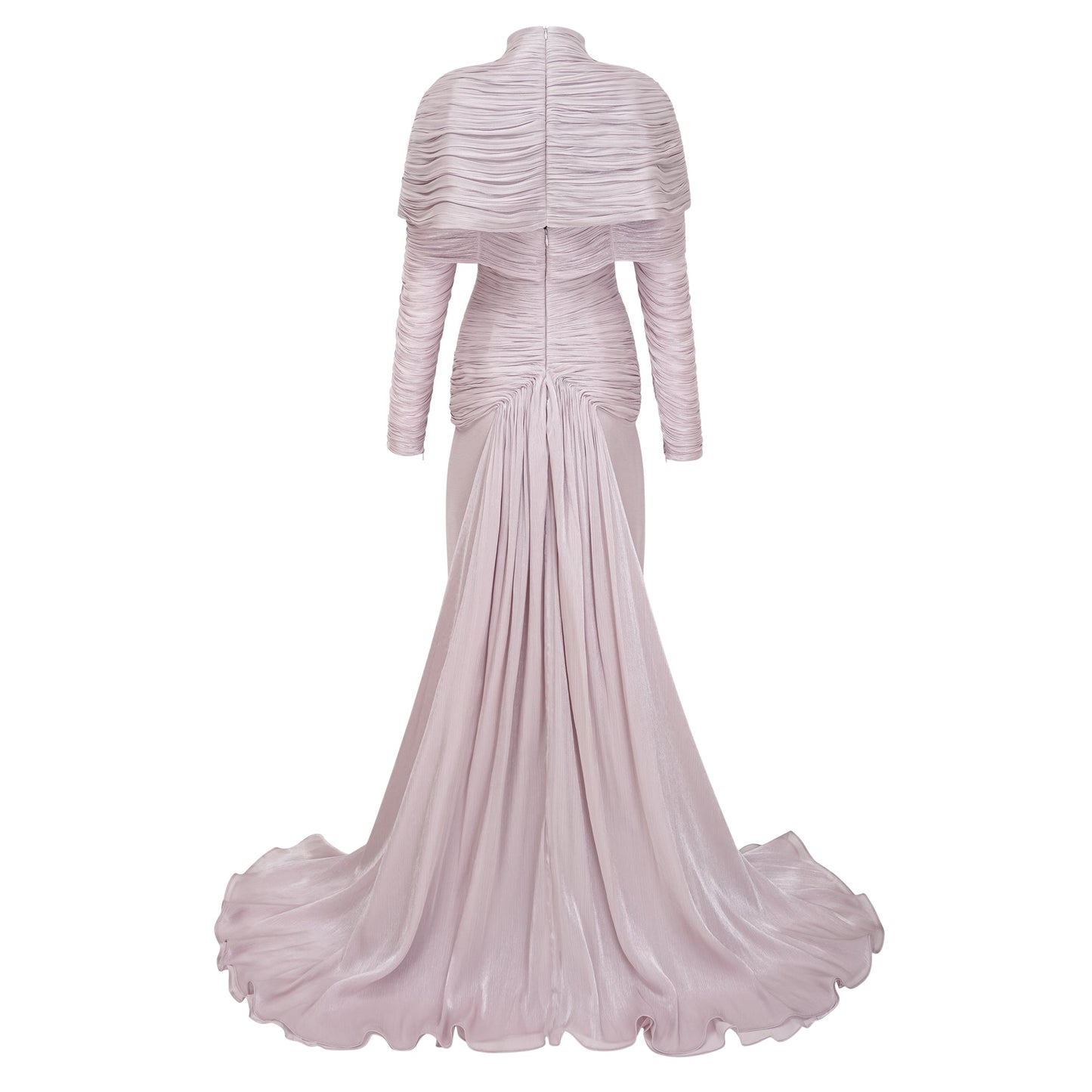 Nerida Silver Turtleneck Ruched Maxi Dress