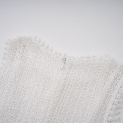 Hélène white pointelle puff midi dress