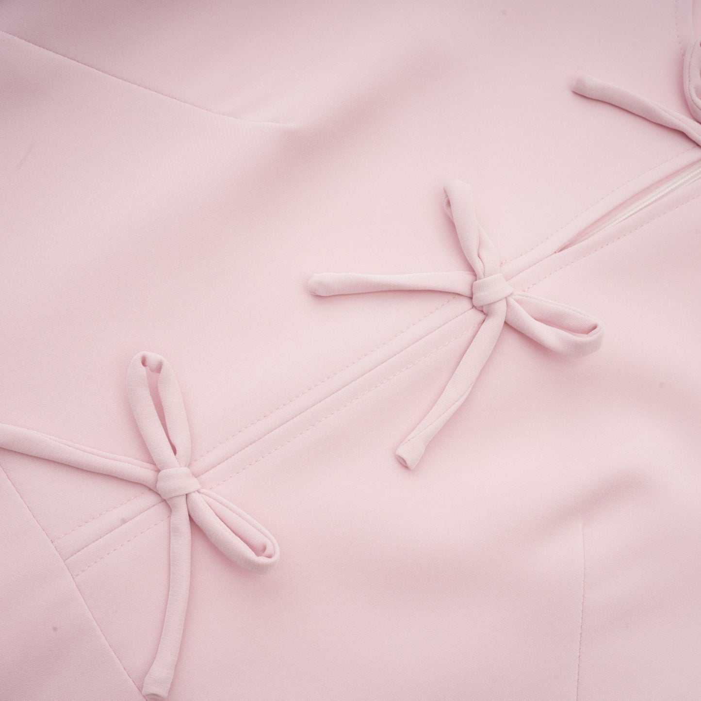 Elise pink bow-detail split-neck midi dress