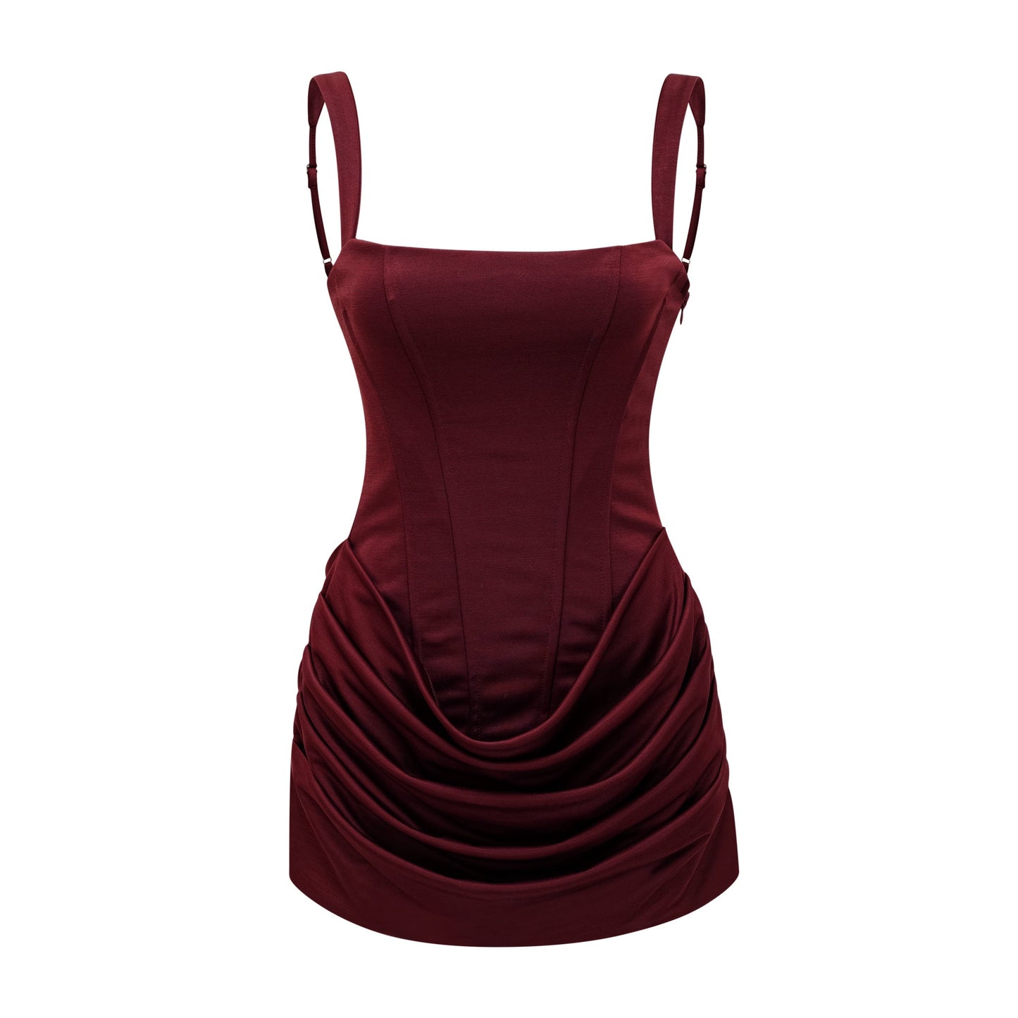 Paulette Red Ruched Bodycon Mini Dress