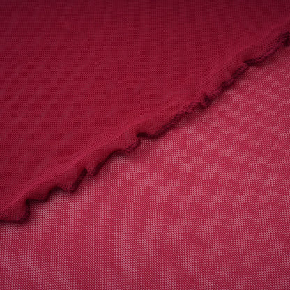 Sylphe Red Asymmetrical Ruched Mesh Maxi Dress