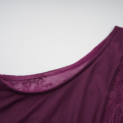 Borbála Magenta Lace Bodice Ruched Maxi Dress
