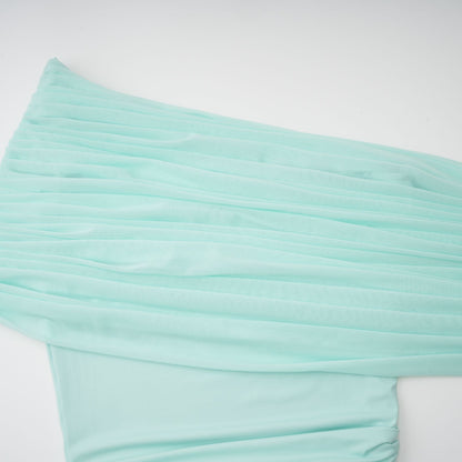 Katya Green Asymmetrical Gathered Maxi Dress