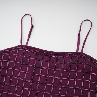 Térébenthine Purple Rhinestone Mesh Maxi Dress