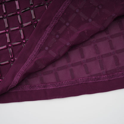 Térébenthine Purple Rhinestone Mesh Maxi Dress
