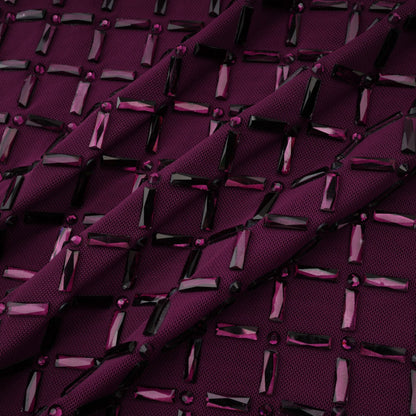 Térébenthine Purple Rhinestone Mesh Maxi Dress
