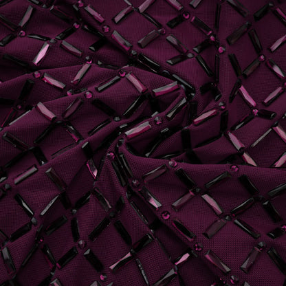 Térébenthine Purple Rhinestone Mesh Maxi Dress