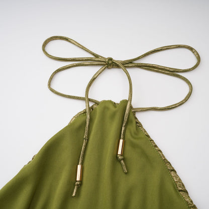 Alchimie Gold Glossy Pleated Maxi Dress