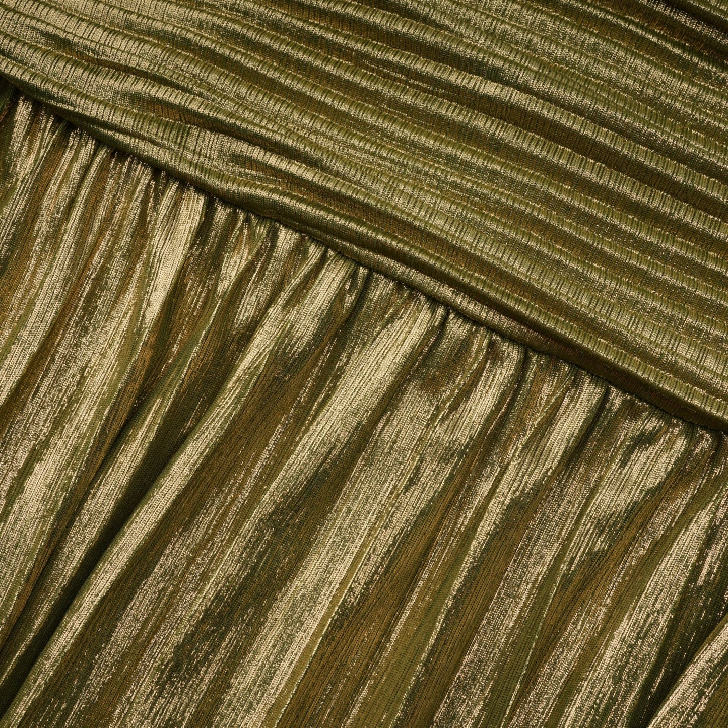 Alchimie Gold Glossy Pleated Maxi Dress