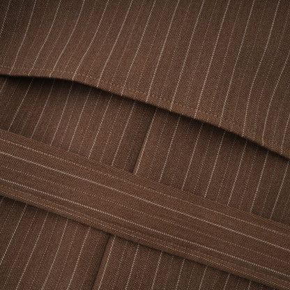 Clémence Brown Striped Trench Coat & Trousers Set