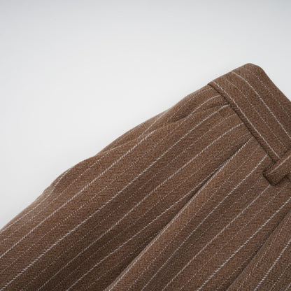 Clémence Brown Striped Trench Coat & Trousers Set