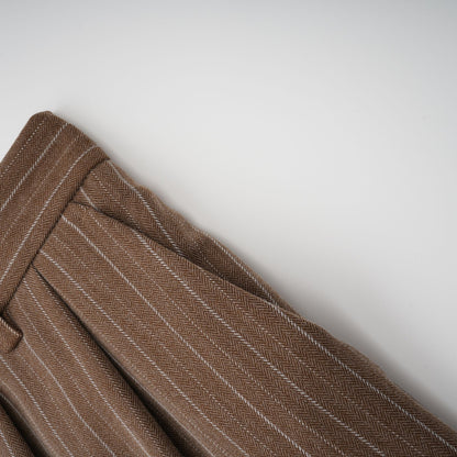 Clémence Brown Striped Trench Coat & Trousers Set