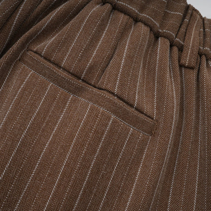 Clémence Brown Striped Trench Coat & Trousers Set