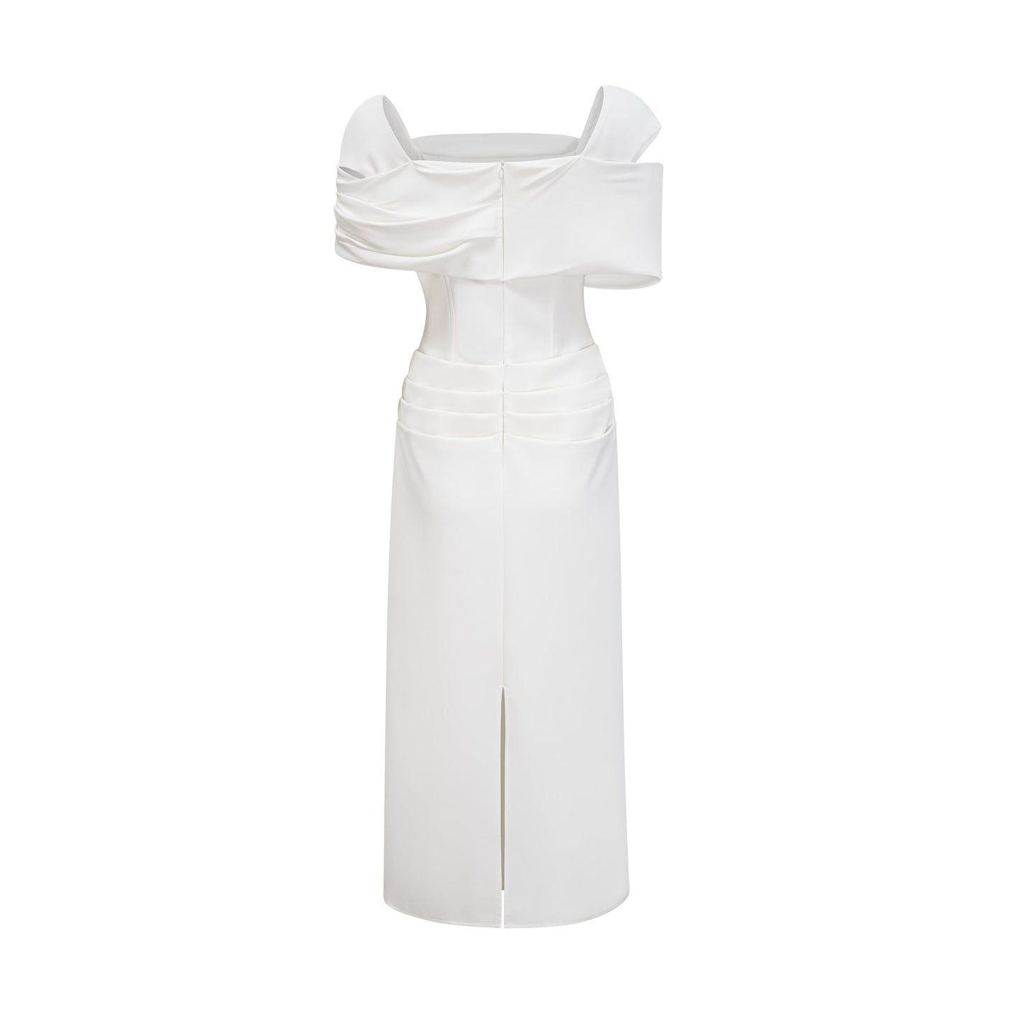 Solara White Draped Midi Dress