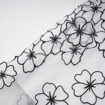 Yaelle White Floral Appliqué Tulle Midi Dress