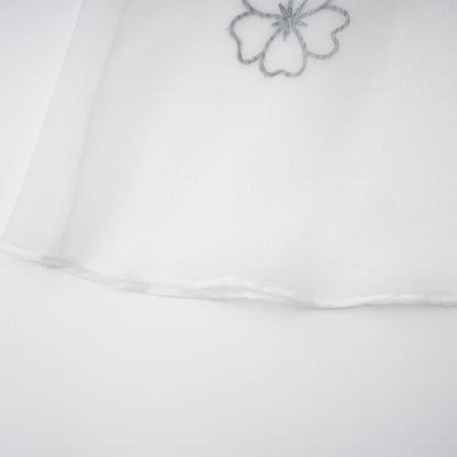 Yaelle White Floral Appliqué Tulle Midi Dress