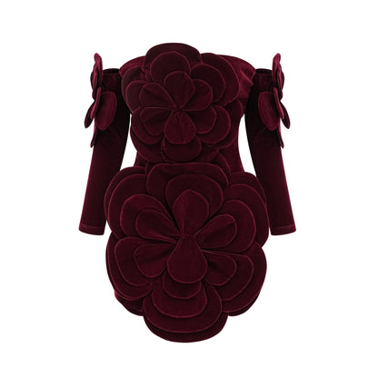 Azura Red Floral Appliqué Mini Dress
