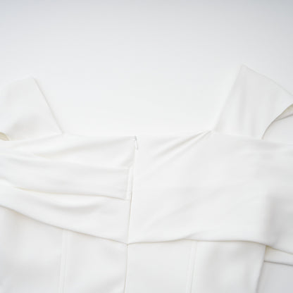 Solara White Draped Midi Dress