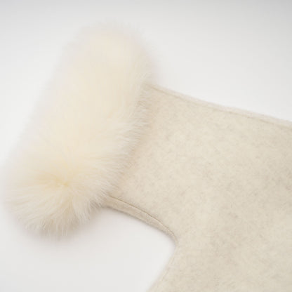 Cecilia White Belted Fur Trim Coat