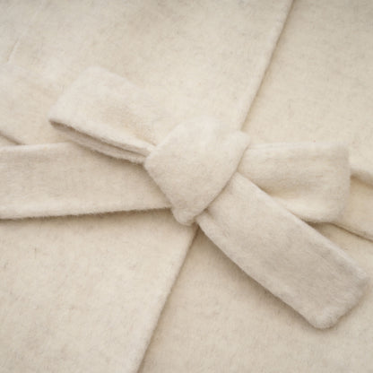 Cecilia White Belted Fur Trim Coat