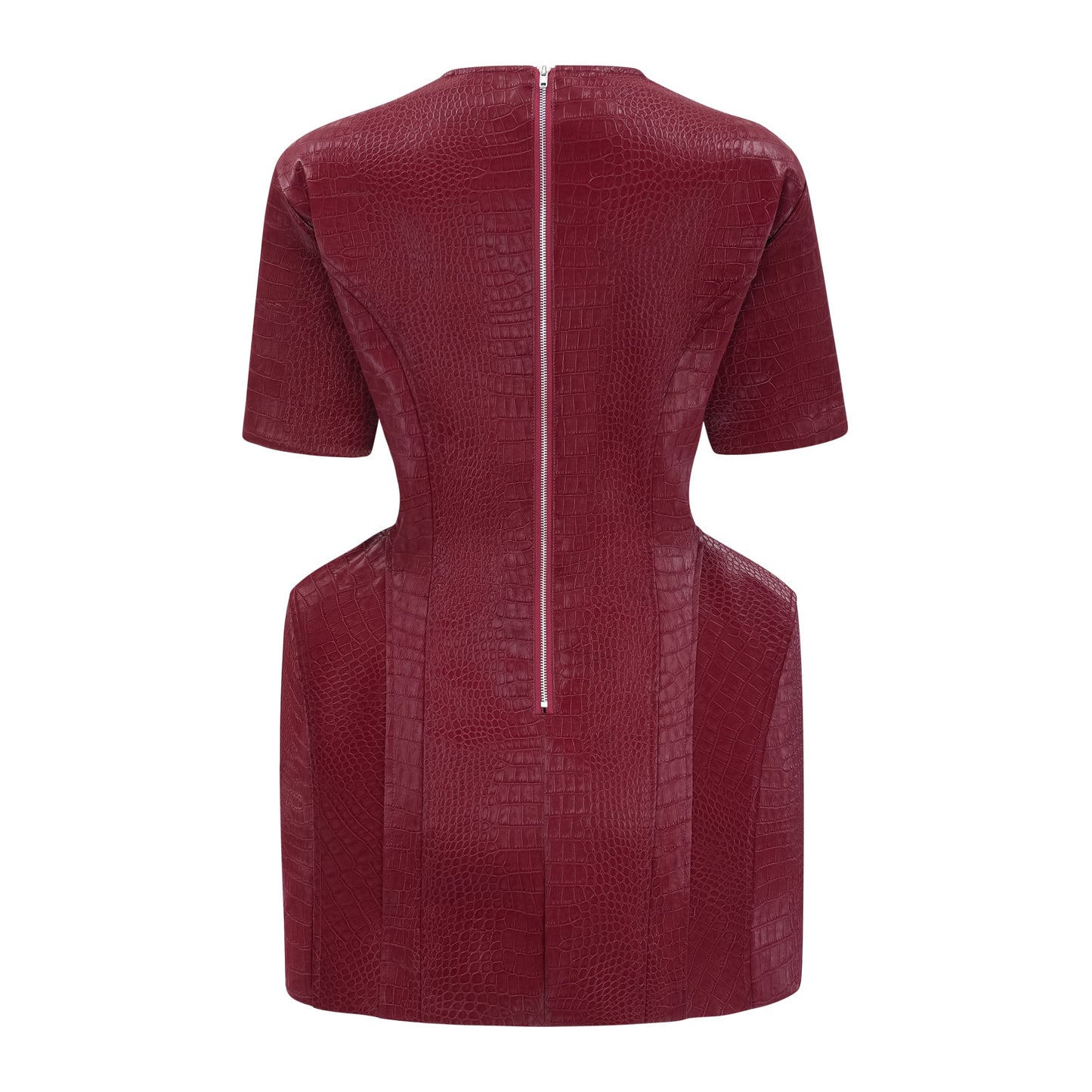 Frankie Red Leather Mini Dress with Decorative Buttons