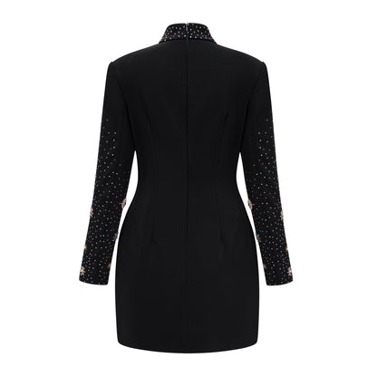 Rosaria Black Embellished Constellation Mini Dress