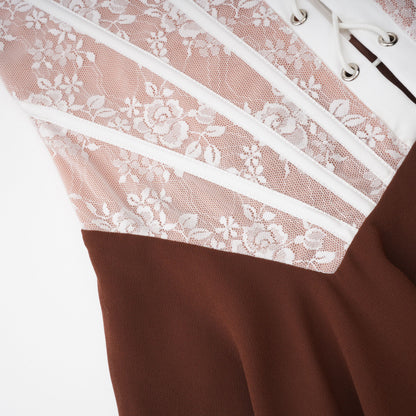 Jacinthe Brown Lace Up Bustier Mini Dress