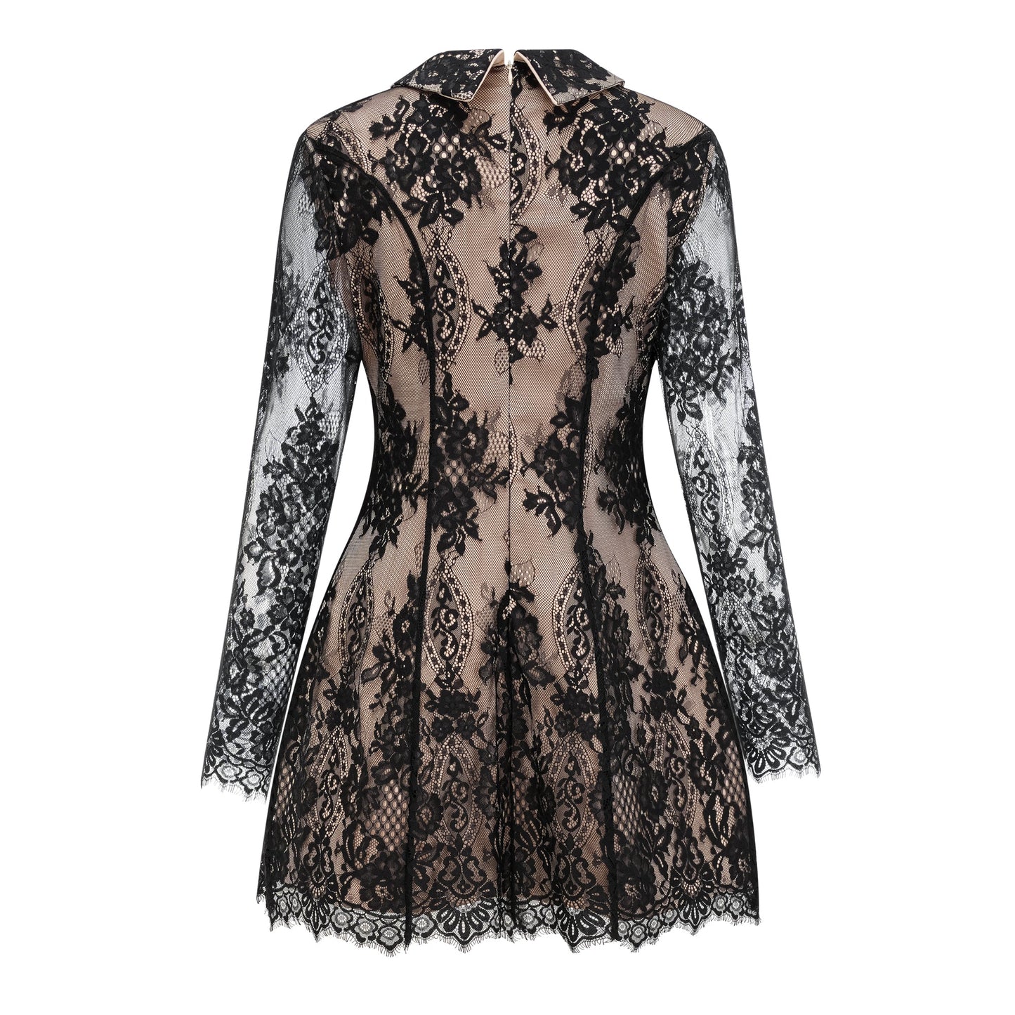 Aleksandra Black Floral Lace Mini Dress