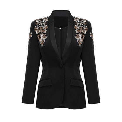 Delphine Black Embellished Jacket & Trousers Matching Set