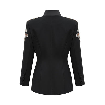 Delphine Black Embellished Jacket & Trousers Matching Set
