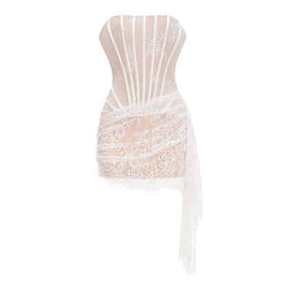Margherita White Floral Lace Dress & Skirt Set