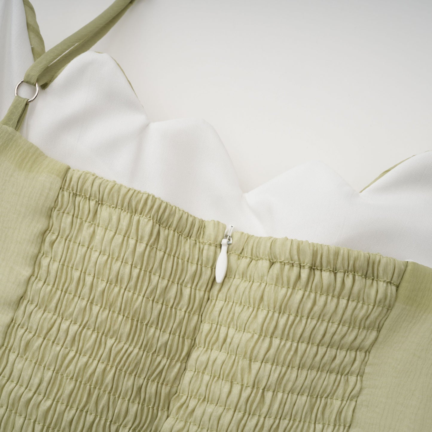 Matcha Ruffled Shirred Tulle Maxi Dress
