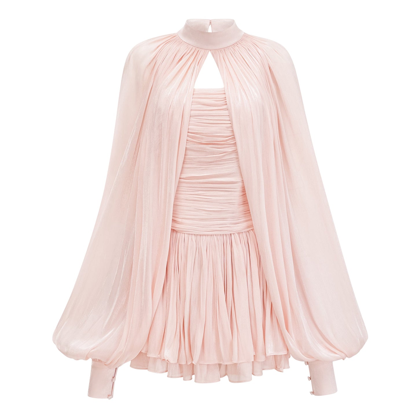 Bernice Pink Glossy Cape & Dress Set