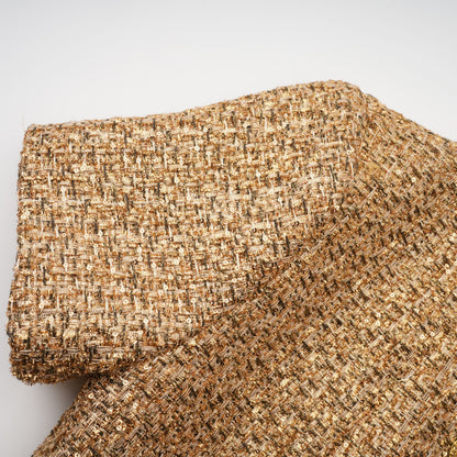 Arna Gold Round Neck Tweed Mini Dress