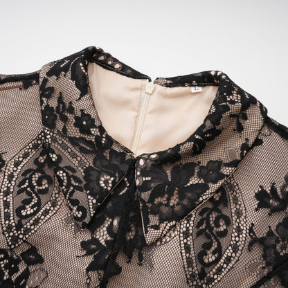 Aleksandra Black Floral Lace Mini Dress