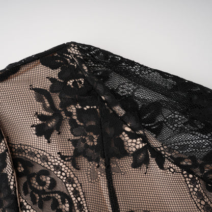 Aleksandra Black Floral Lace Mini Dress
