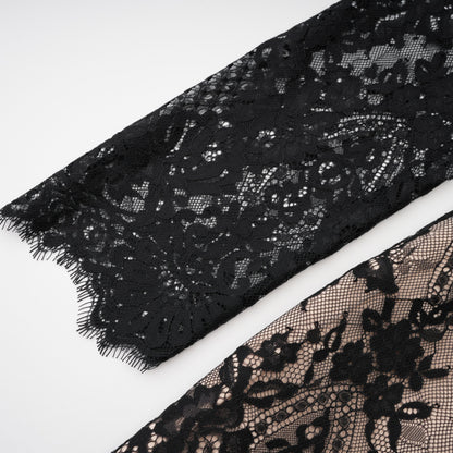 Aleksandra Black Floral Lace Mini Dress