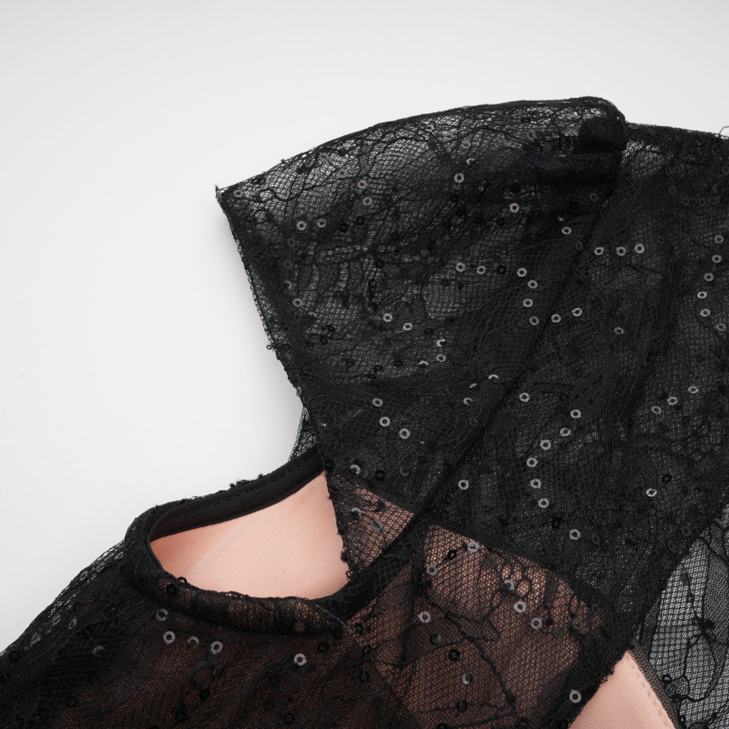 Velia Black Lace Glitter Tulle Maxi Gown