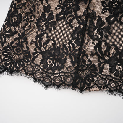 Aleksandra Black Floral Lace Mini Dress