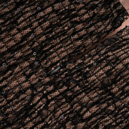 Velia Black Lace Glitter Tulle Maxi Gown