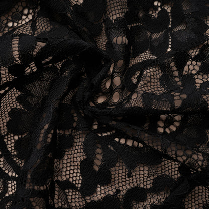 Aleksandra Black Floral Lace Mini Dress