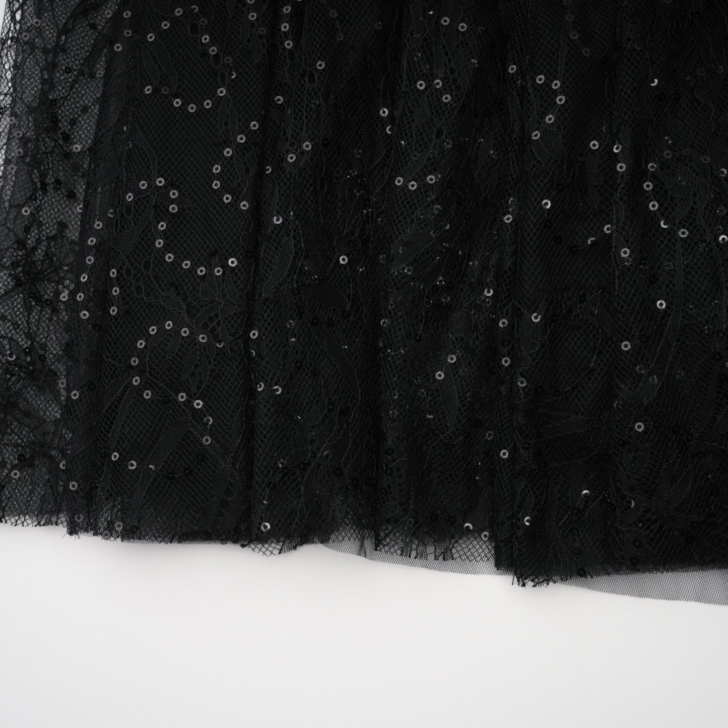 Velia Black Lace Glitter Tulle Maxi Gown
