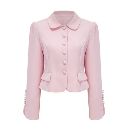 Eira Pink Peter Pan Collar Jacket & Skirt Set