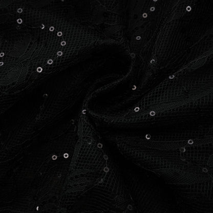 Velia Black Lace Glitter Tulle Maxi Gown