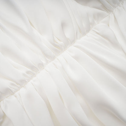 Palesa White Pleated Glossy Maxi Dress & Cape Set
