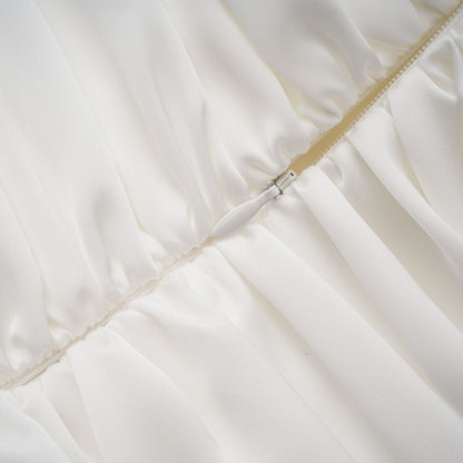 Palesa White Pleated Glossy Maxi Dress & Cape Set