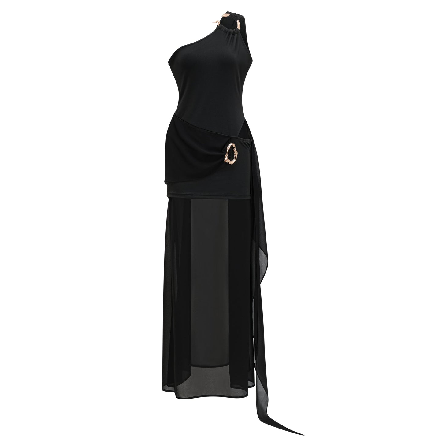 Tiziana Black One Shoulder Cut Out Maxi Dress