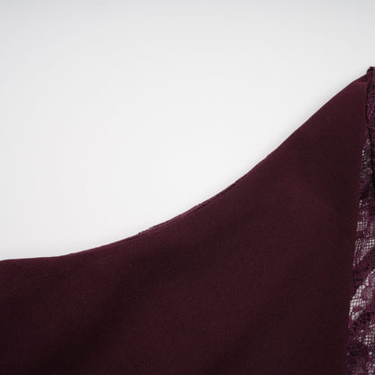 Gioconda Burgundy Halterneck Lace Panel Maxi Dress